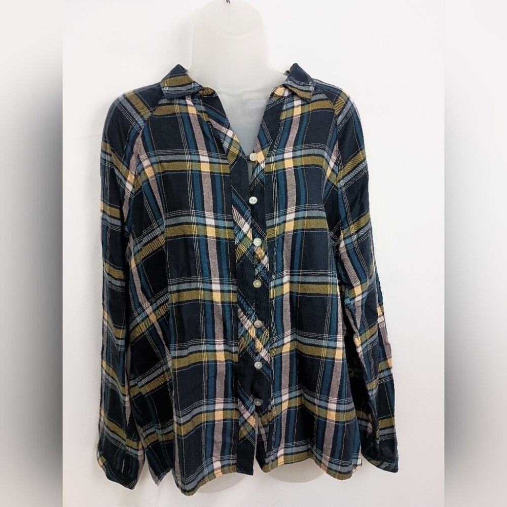 J JILL Preppy Clueless Country Academia M Patchwork Plaid Soft Button-Up Shirt - Picture 6 of 6